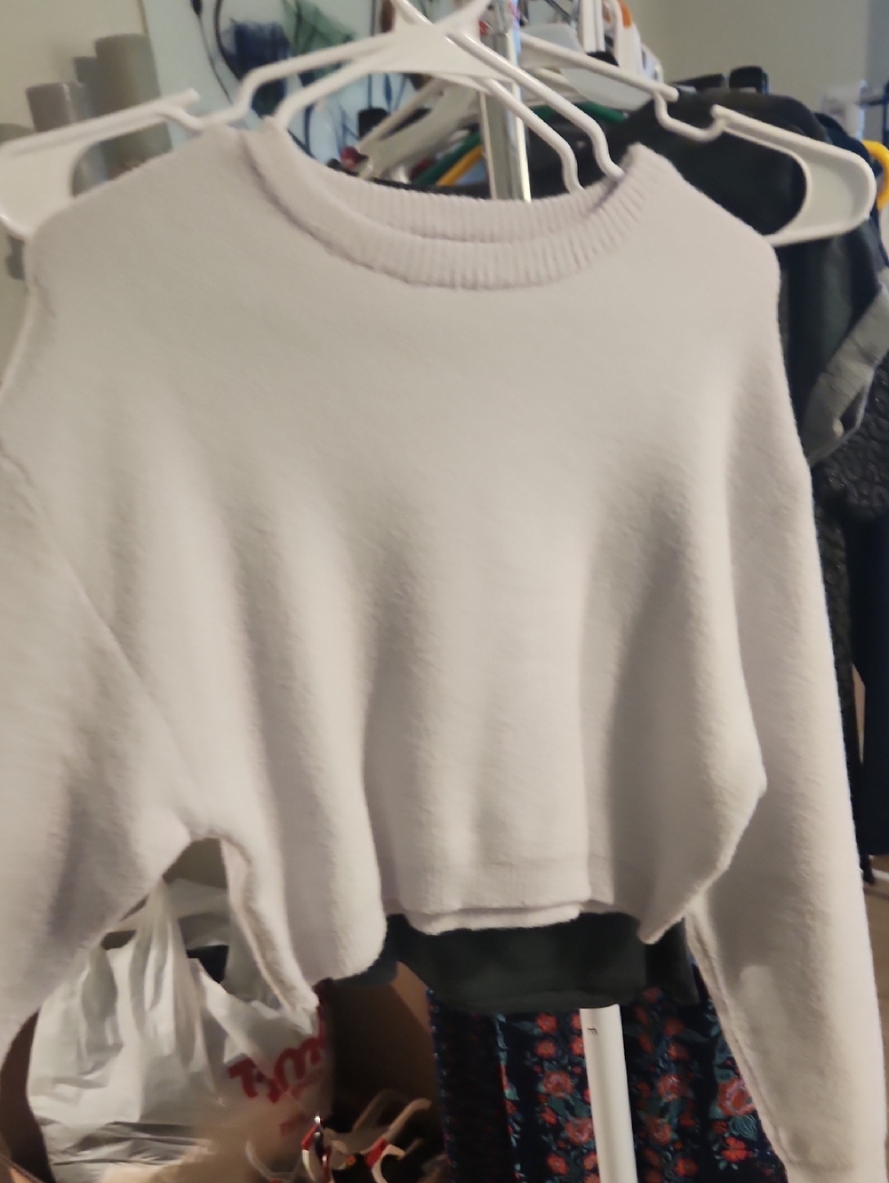 Soft Light Lavender Cropped Sweater